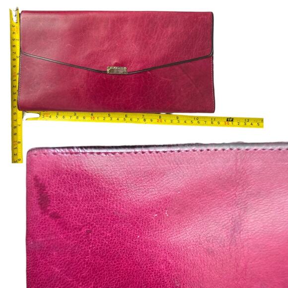 Vintage Burgundy Wine Leather Trifold Large Wallet Womens 80's - Picture 6 of 7